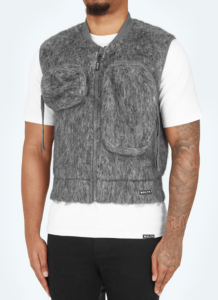 Mohair-Geschirr mit mehreren Taschen - Grau