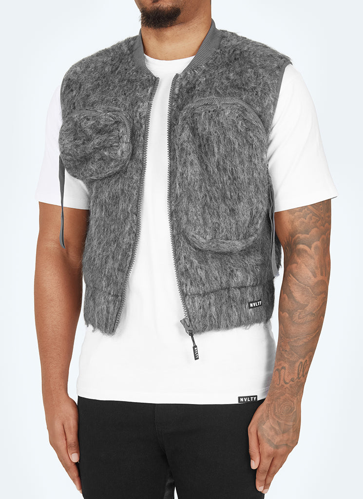 Mohair-Geschirr mit mehreren Taschen - Grau