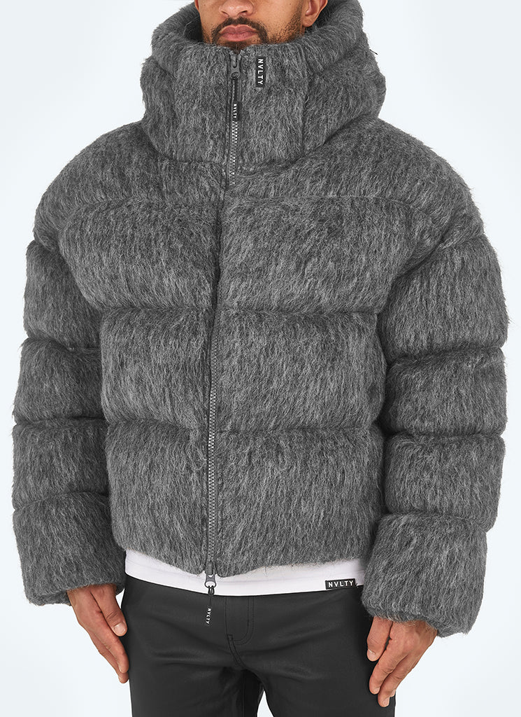Mohair-Steppjacke - Grau