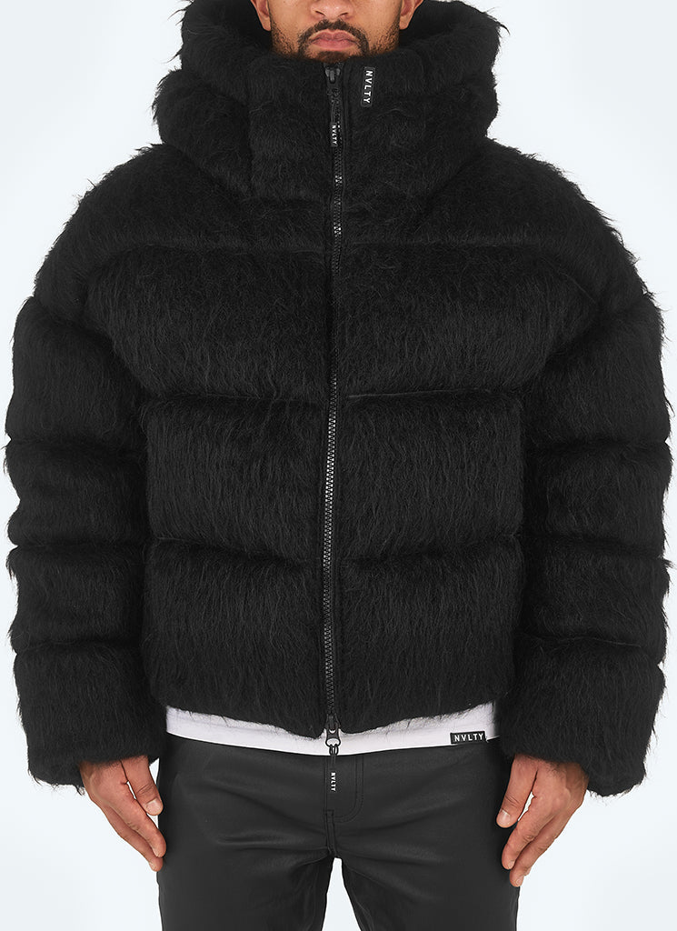 Mohair-Steppjacke - Schwarz