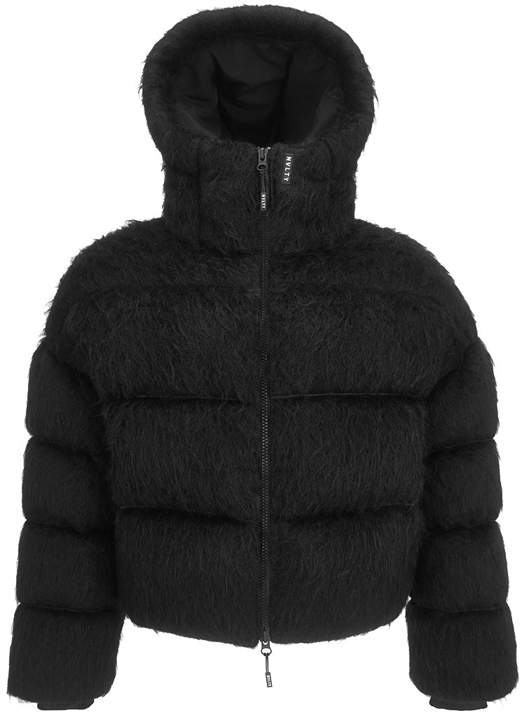 Mohair-Steppjacke - Schwarz