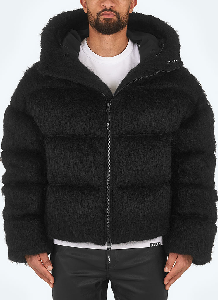 Mohair-Steppjacke - Schwarz