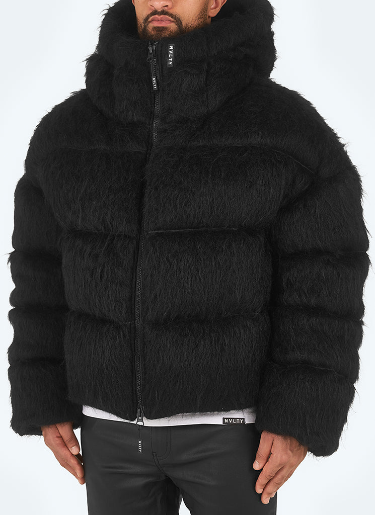 Mohair-Steppjacke - Schwarz