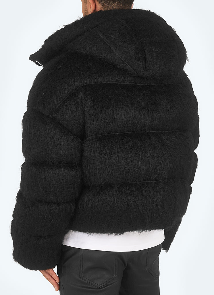 Mohair-Steppjacke - Schwarz