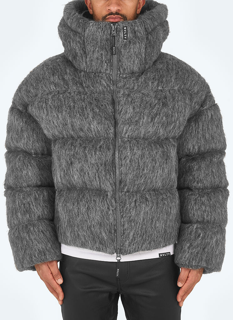 Mohair-Steppjacke - Grau