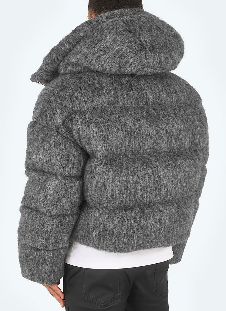 Mohair-Steppjacke - Grau