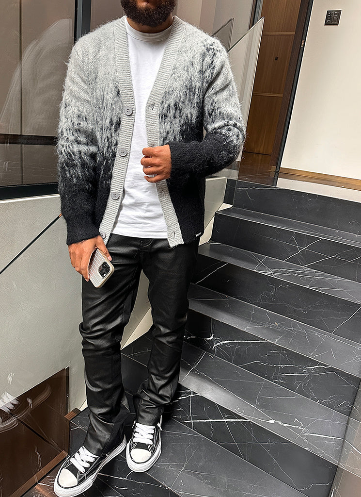 Mohair-Cardigan mit Farbverlauf - Schwarz