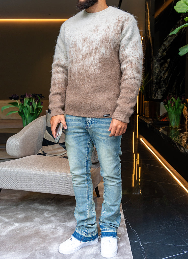 Mohair-Pullover mit Farbverlauf - Stein