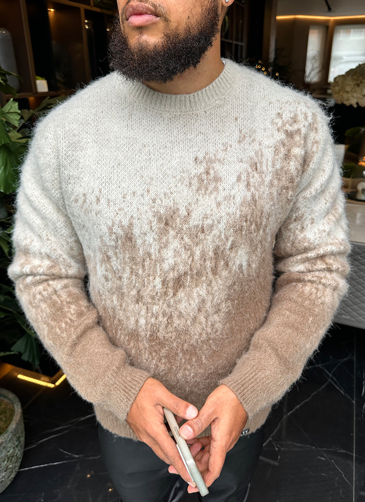 Mohair-Pullover mit Farbverlauf - Stein