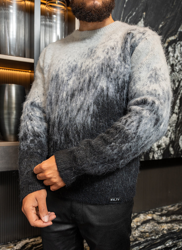 Mohair-Pullover mit Farbverlauf - Schwarz