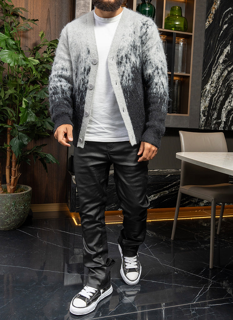 Mohair-Cardigan mit Farbverlauf - Schwarz