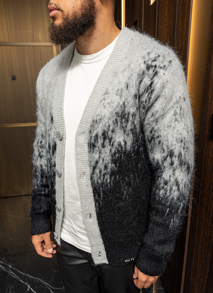 Mohair-Cardigan mit Farbverlauf - Schwarz