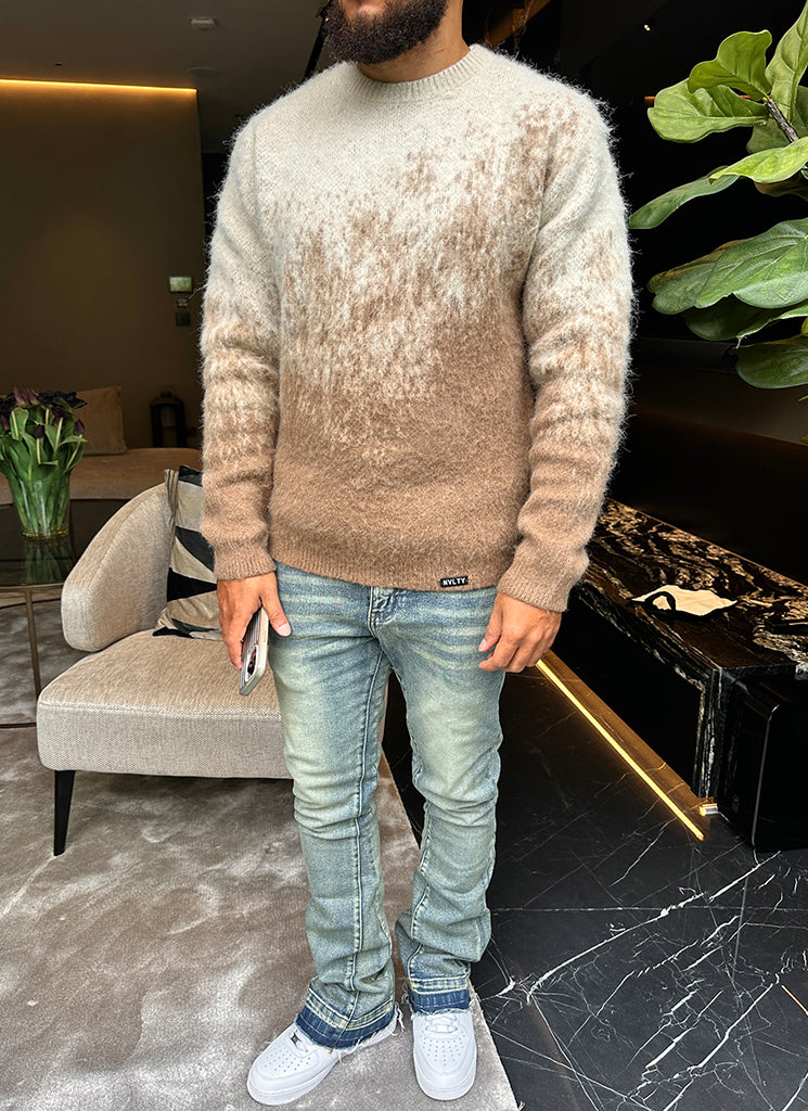Mohair-Pullover mit Farbverlauf - Stein