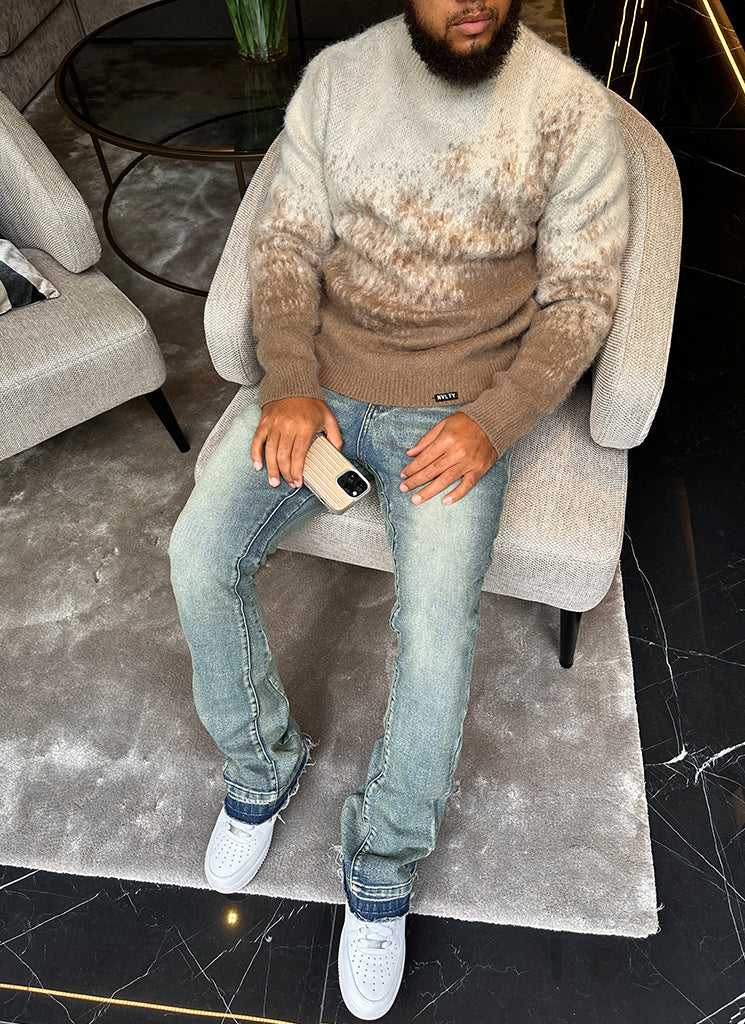 Mohair-Pullover mit Farbverlauf - Stein