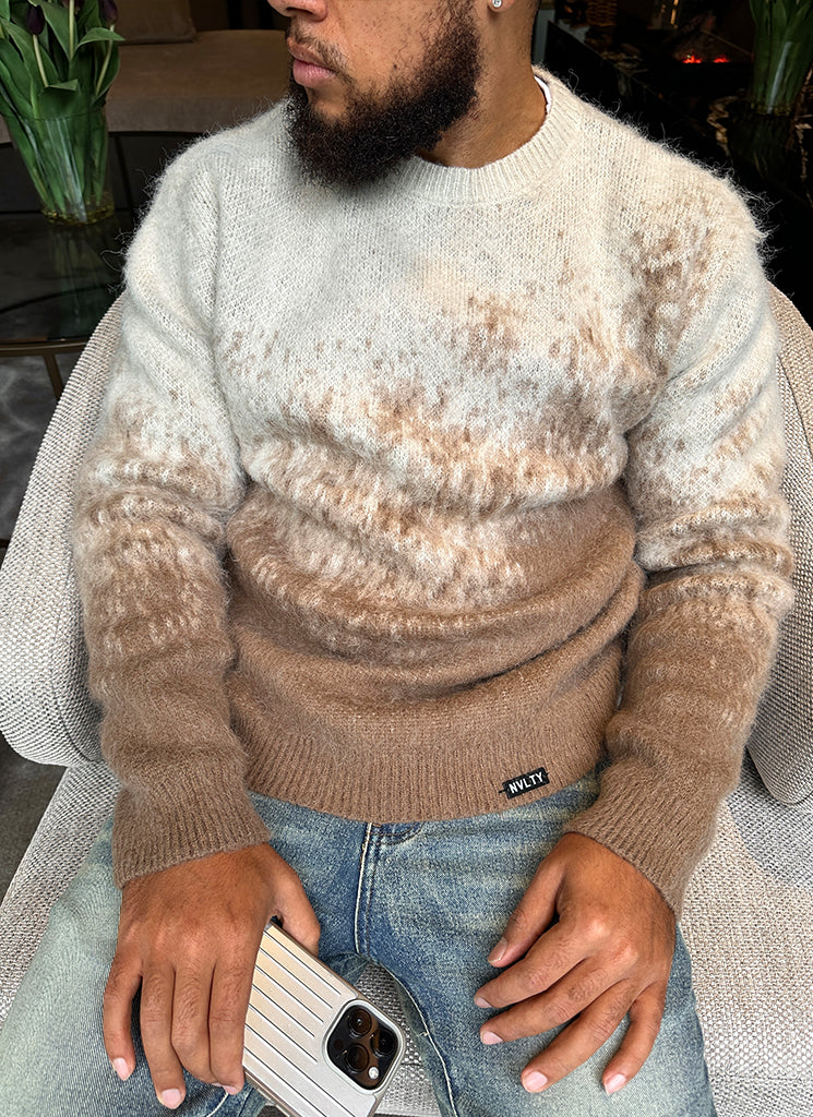Mohair-Pullover mit Farbverlauf - Stein