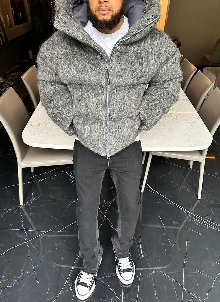 Mohair-Steppjacke - Grau