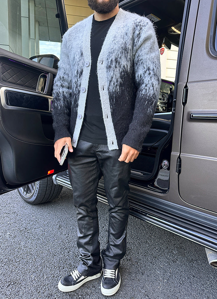 Mohair-Cardigan mit Farbverlauf - Schwarz