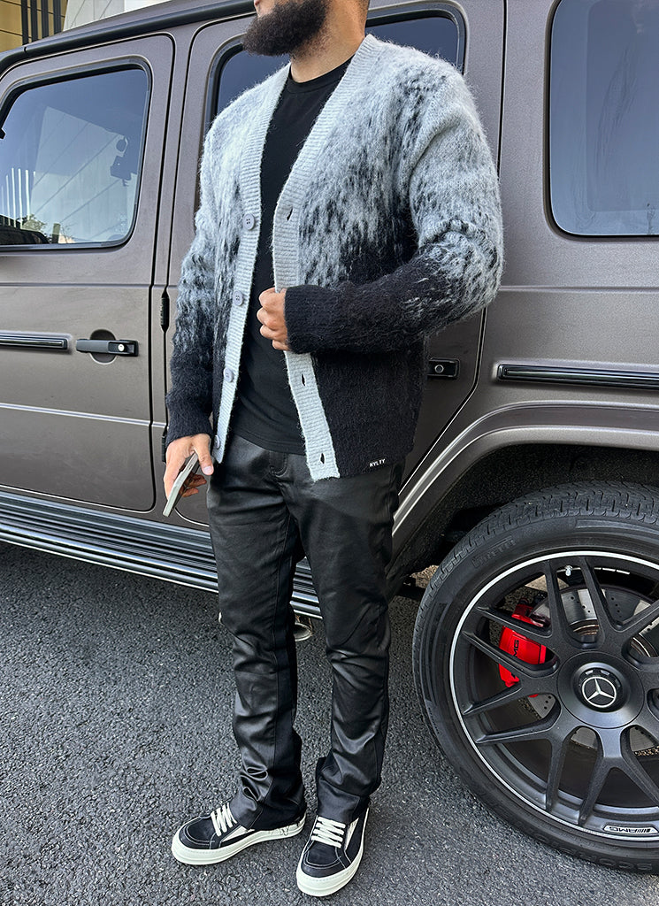 Mohair-Cardigan mit Farbverlauf - Schwarz