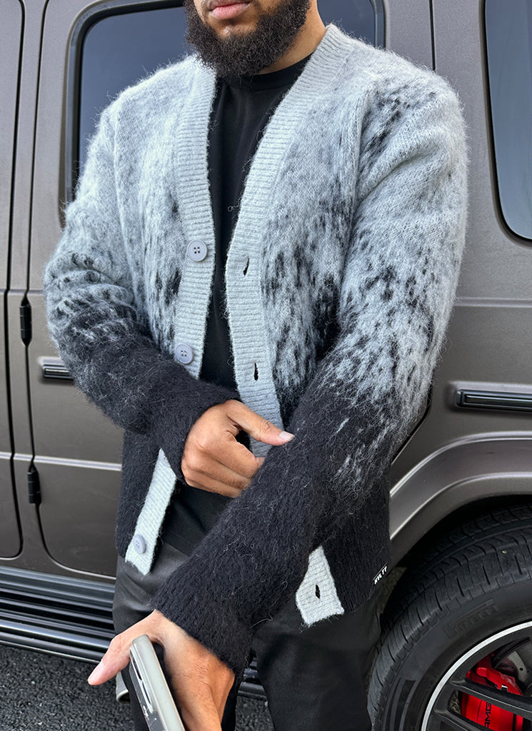 Mohair-Cardigan mit Farbverlauf - Schwarz