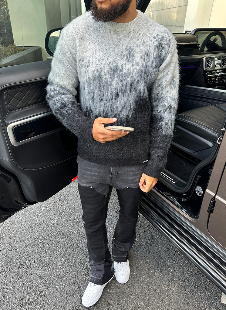 Mohair-Pullover mit Farbverlauf - Schwarz