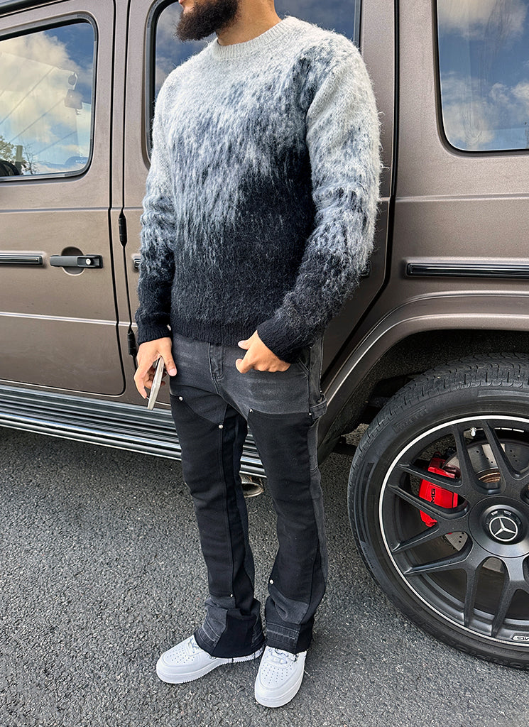 Mohair-Pullover mit Farbverlauf - Schwarz