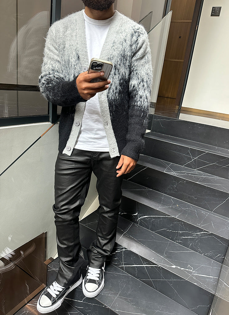 Mohair-Cardigan mit Farbverlauf - Schwarz