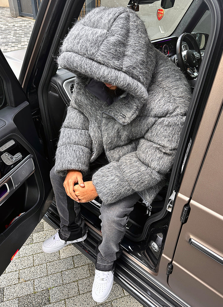 Mohair-Steppjacke - Grau