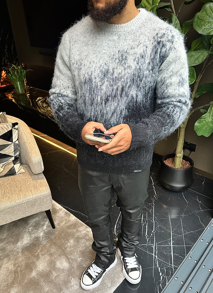 Mohair-Pullover mit Farbverlauf - Schwarz