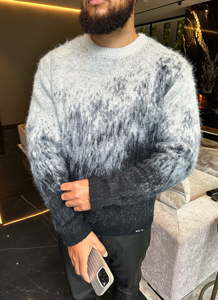 Mohair-Pullover mit Farbverlauf - Schwarz