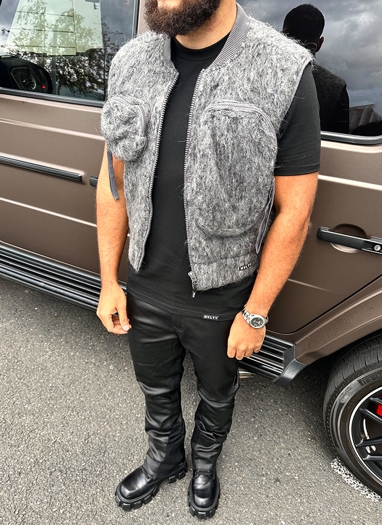 Mohair-Geschirr mit mehreren Taschen - Grau