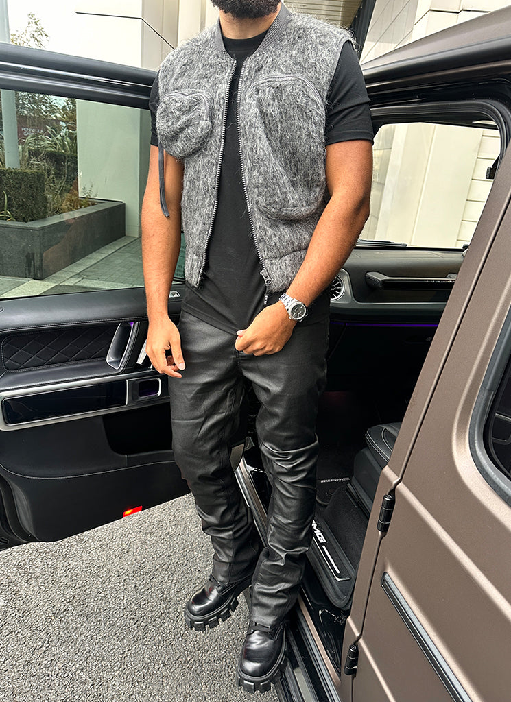 Mohair-Geschirr mit mehreren Taschen - Grau