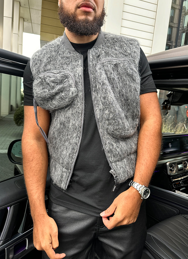 Mohair-Geschirr mit mehreren Taschen - Grau