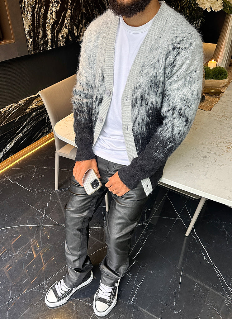 Mohair-Cardigan mit Farbverlauf - Schwarz
