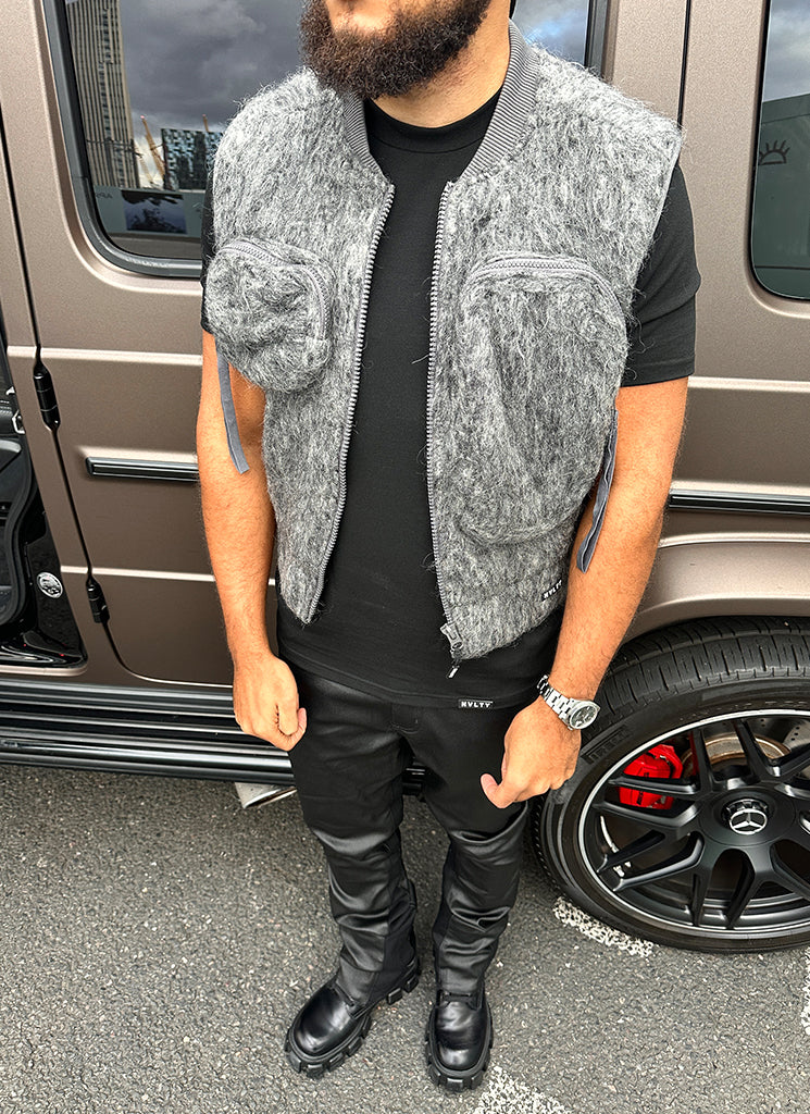 Mohair-Geschirr mit mehreren Taschen - Grau