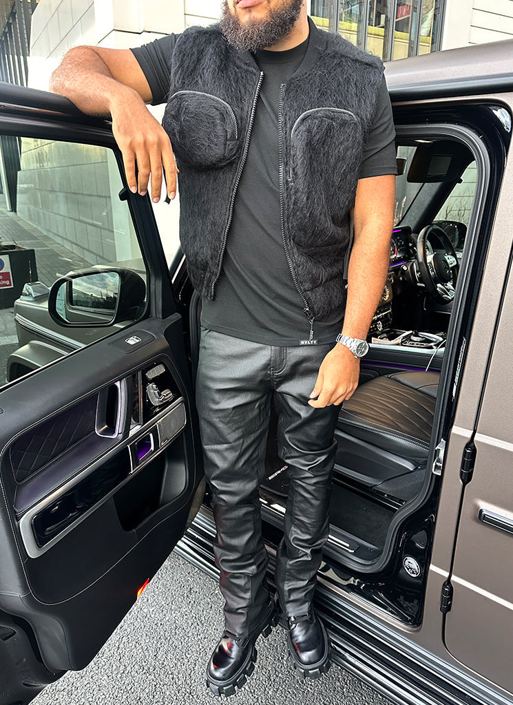 Mohair-Geschirr mit mehreren Taschen - Schwarz