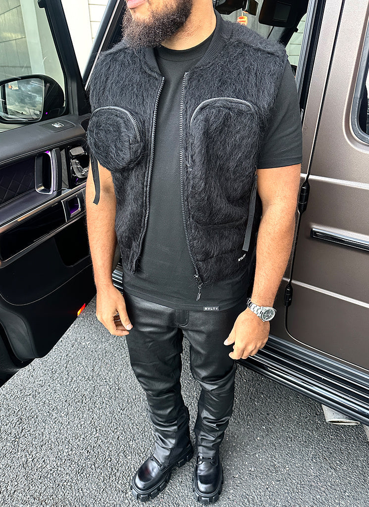 Tailliertes Strick-T-Shirt - Schwarz