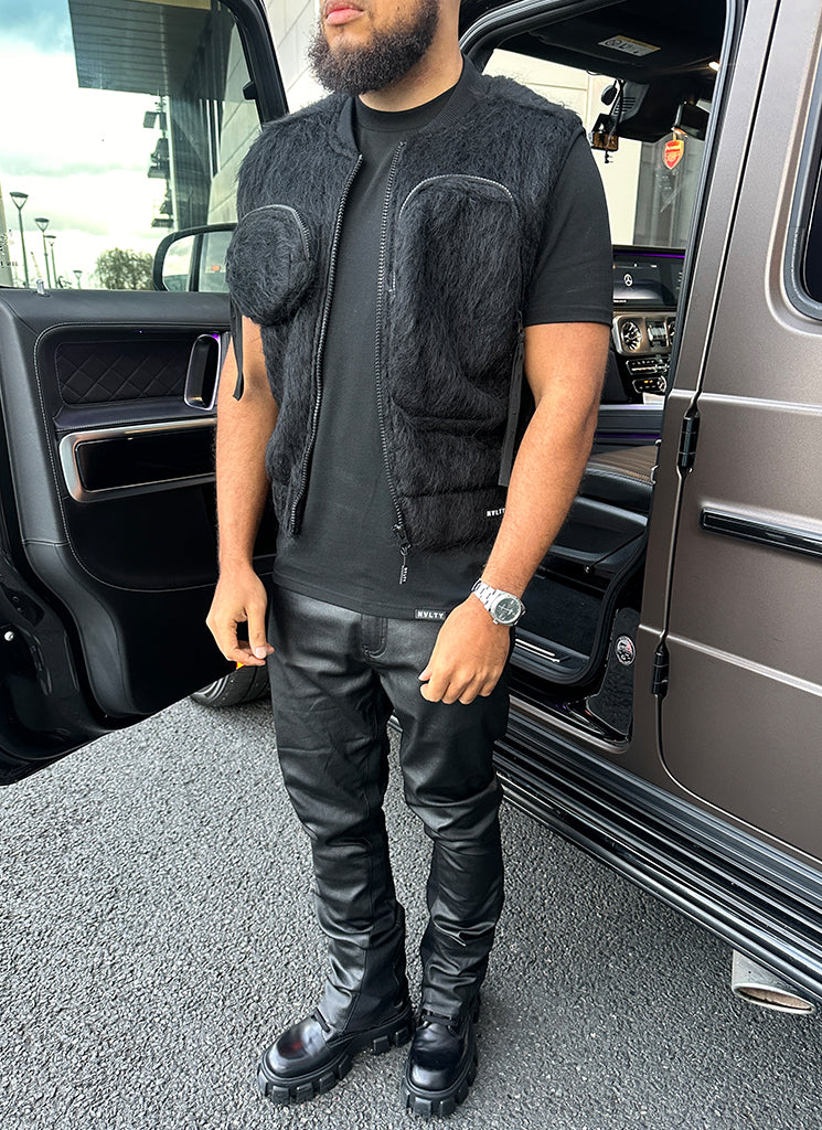 Mohair-Geschirr mit mehreren Taschen - Schwarz