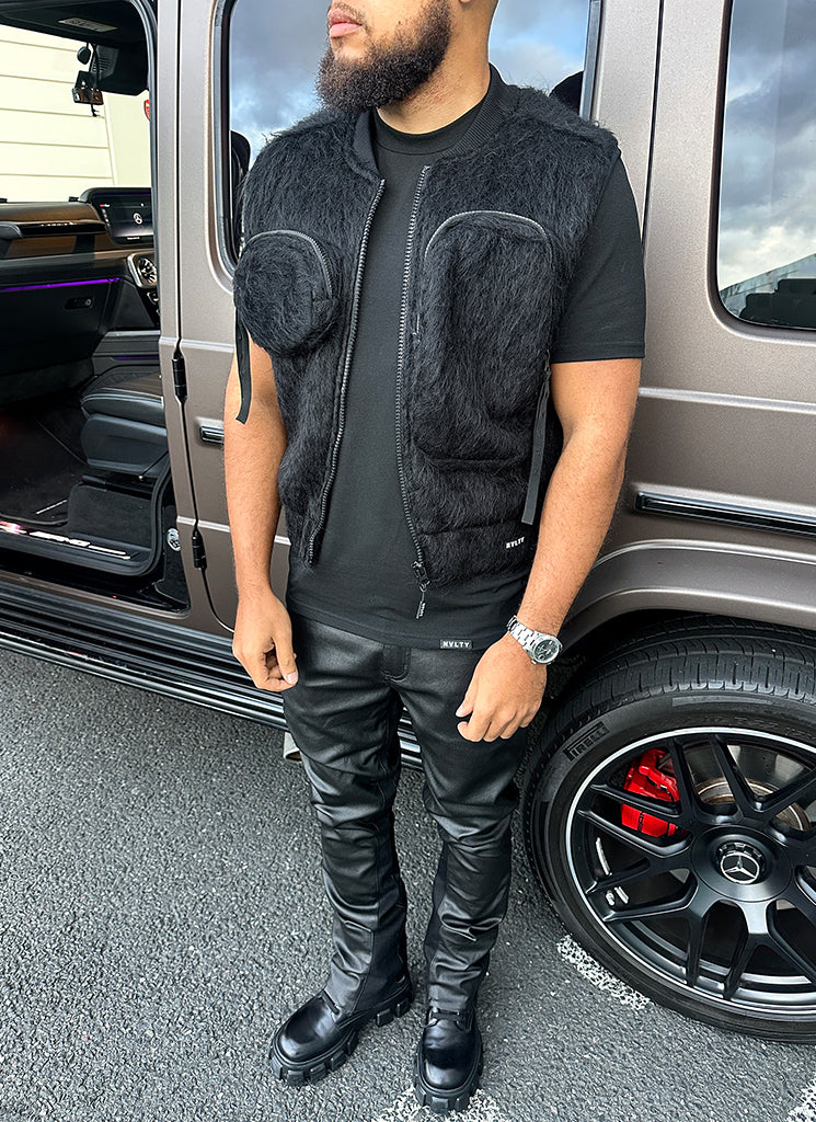 Mohair-Geschirr mit mehreren Taschen - Schwarz