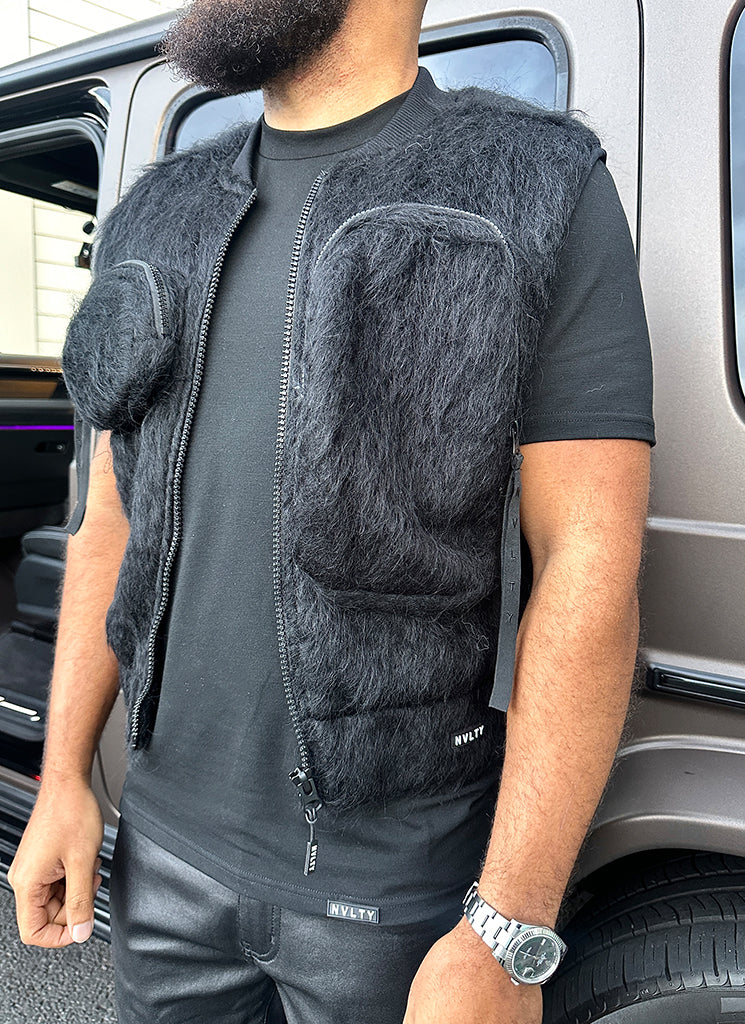 Mohair-Geschirr mit mehreren Taschen - Schwarz