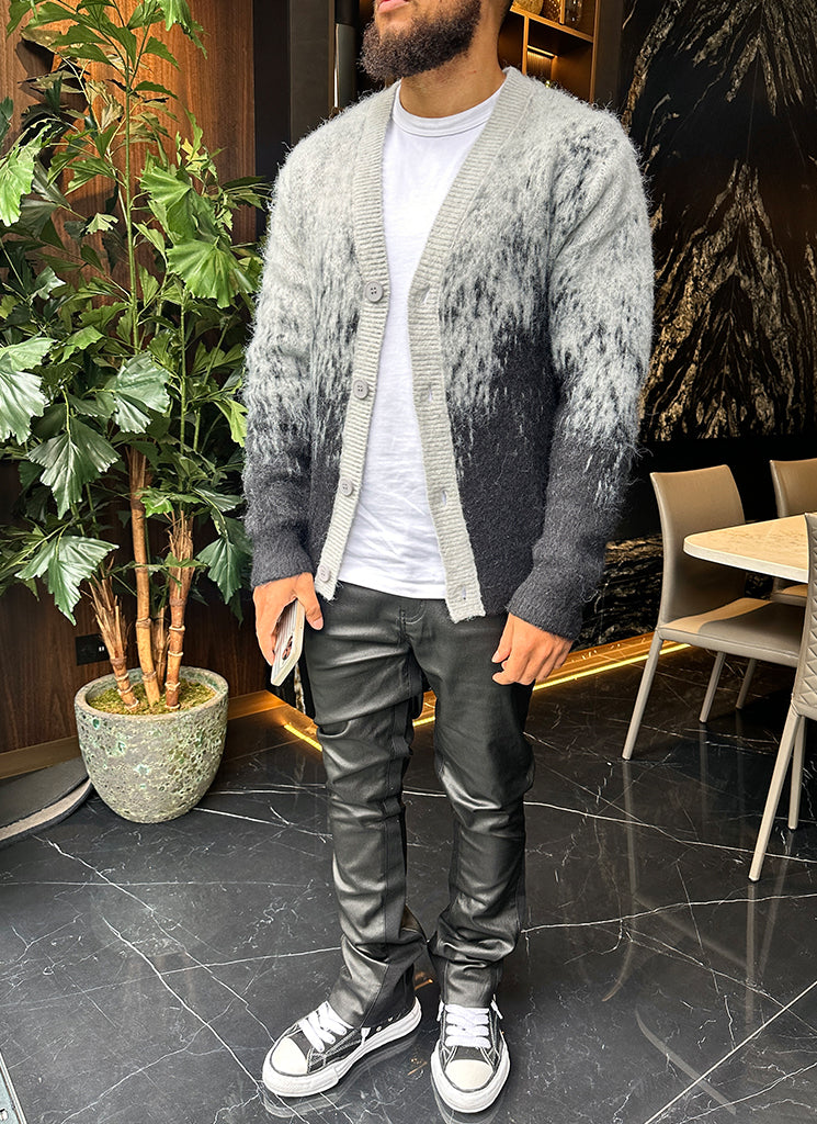 Mohair-Cardigan mit Farbverlauf - Schwarz