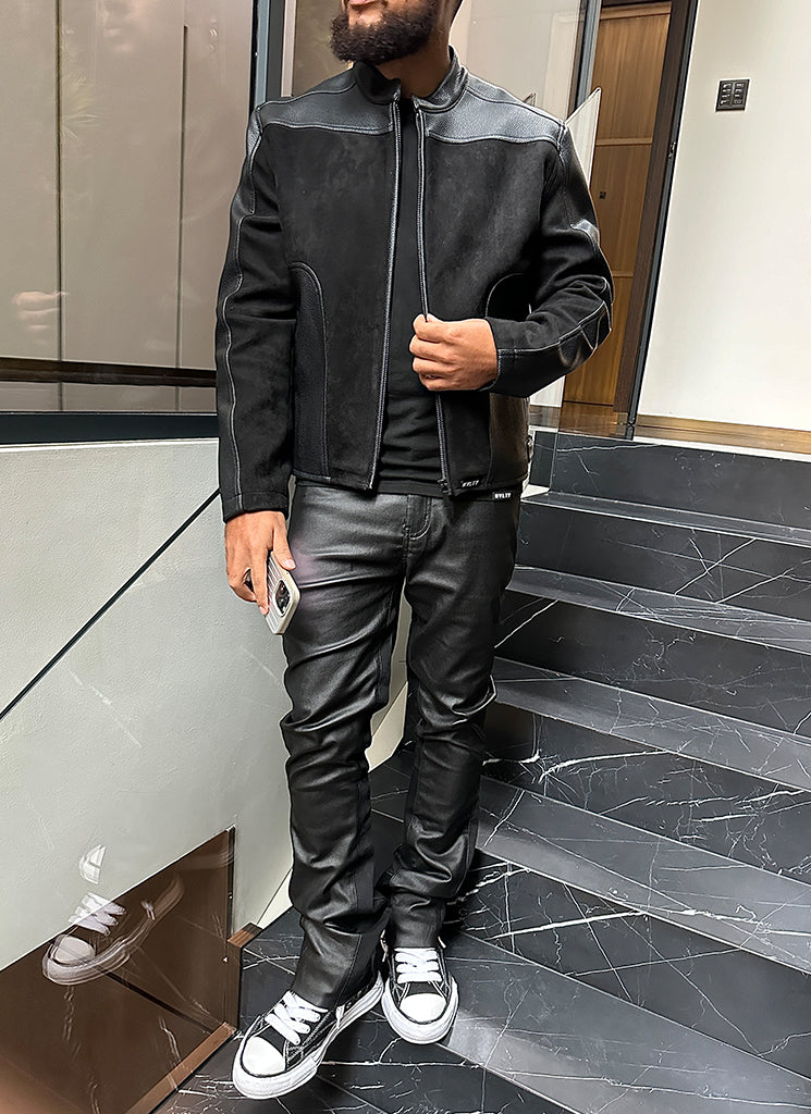 Moto-Bikerjacke - Schwarz