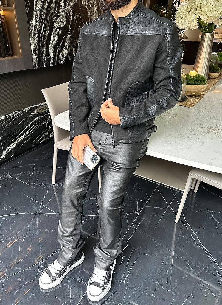 Moto-Bikerjacke - Schwarz