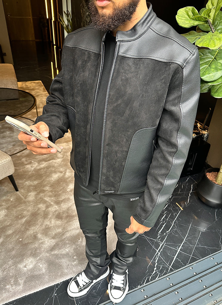 Moto-Bikerjacke - Schwarz
