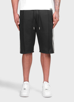 Panelled Luxe Track Shorts - Black