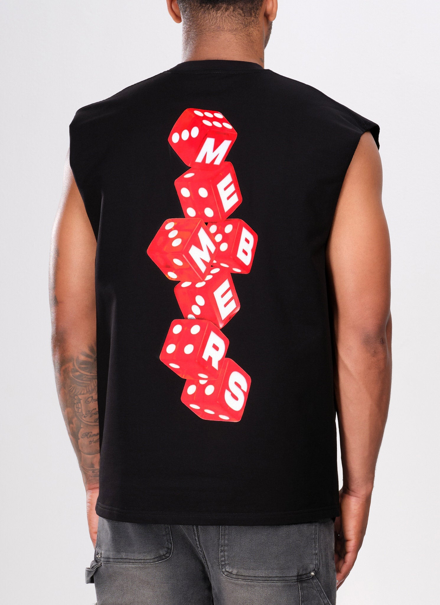 Members Dice Sleeveless T-Shirt - Black