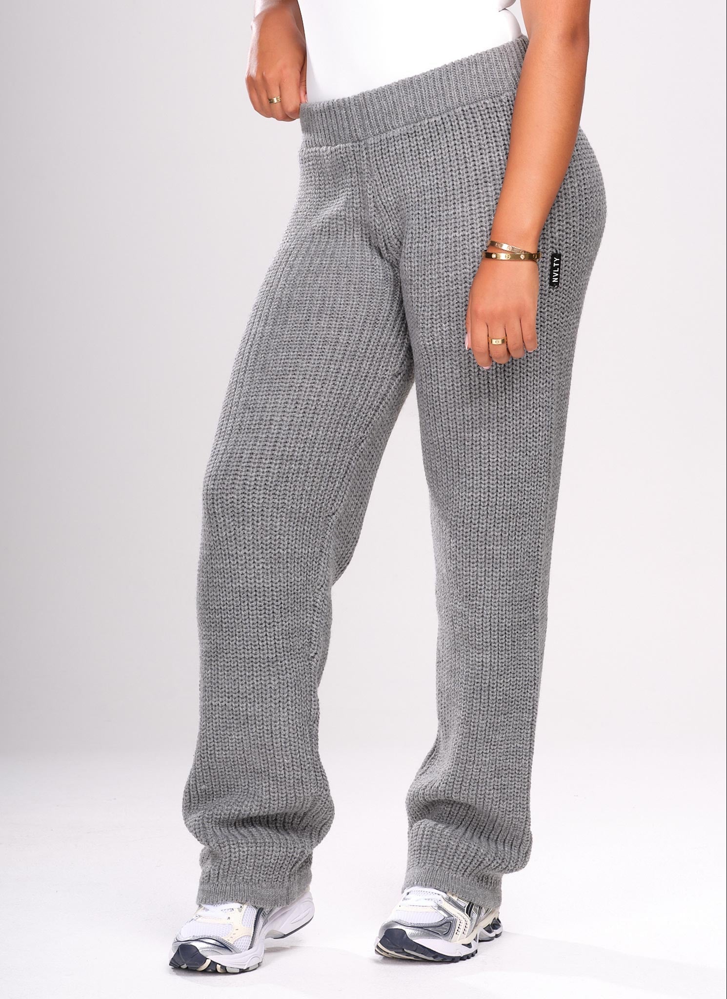 Heavyweight Knitted Joggers - Grey
