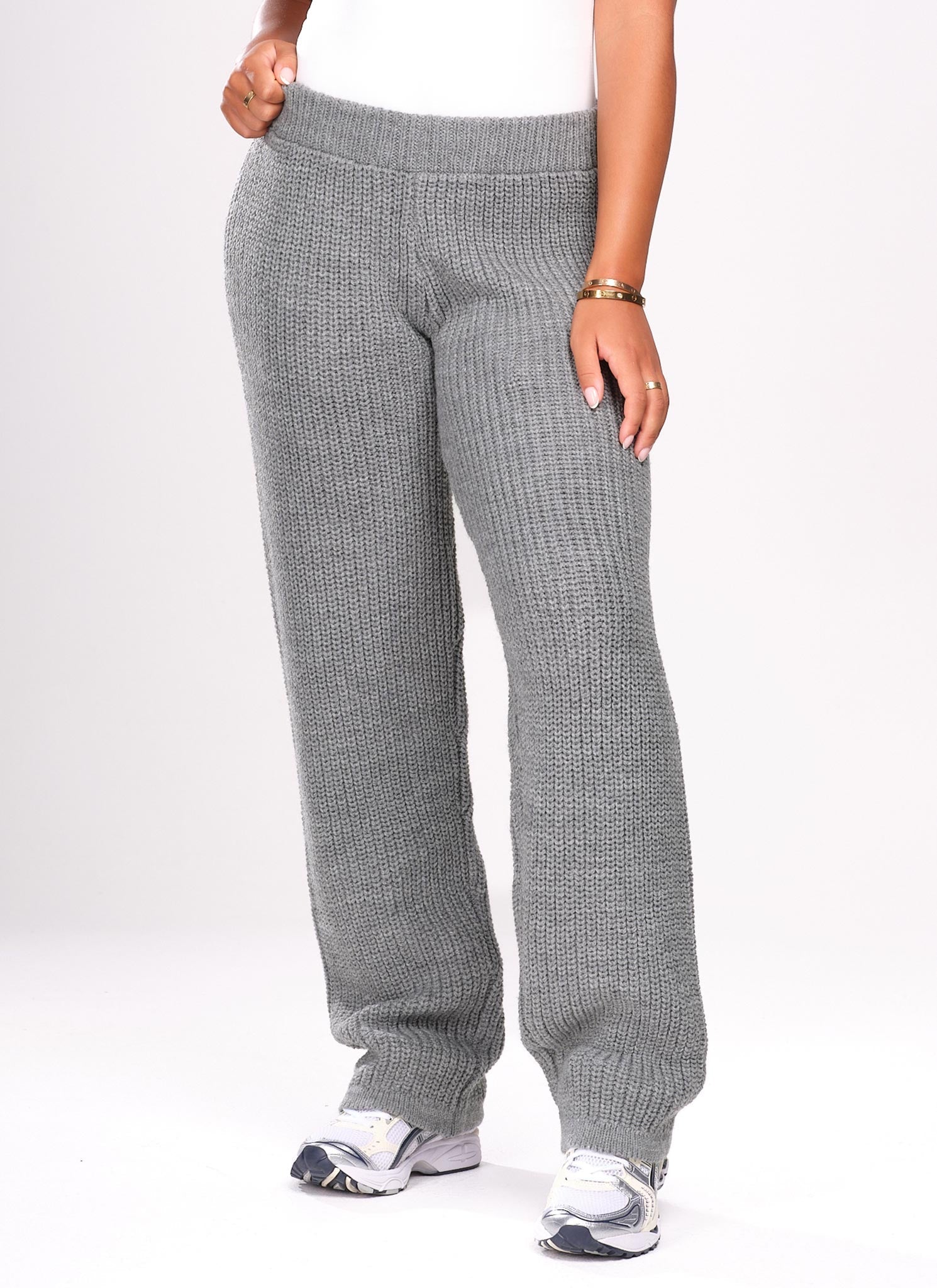 Heavyweight Knitted Joggers - Grey