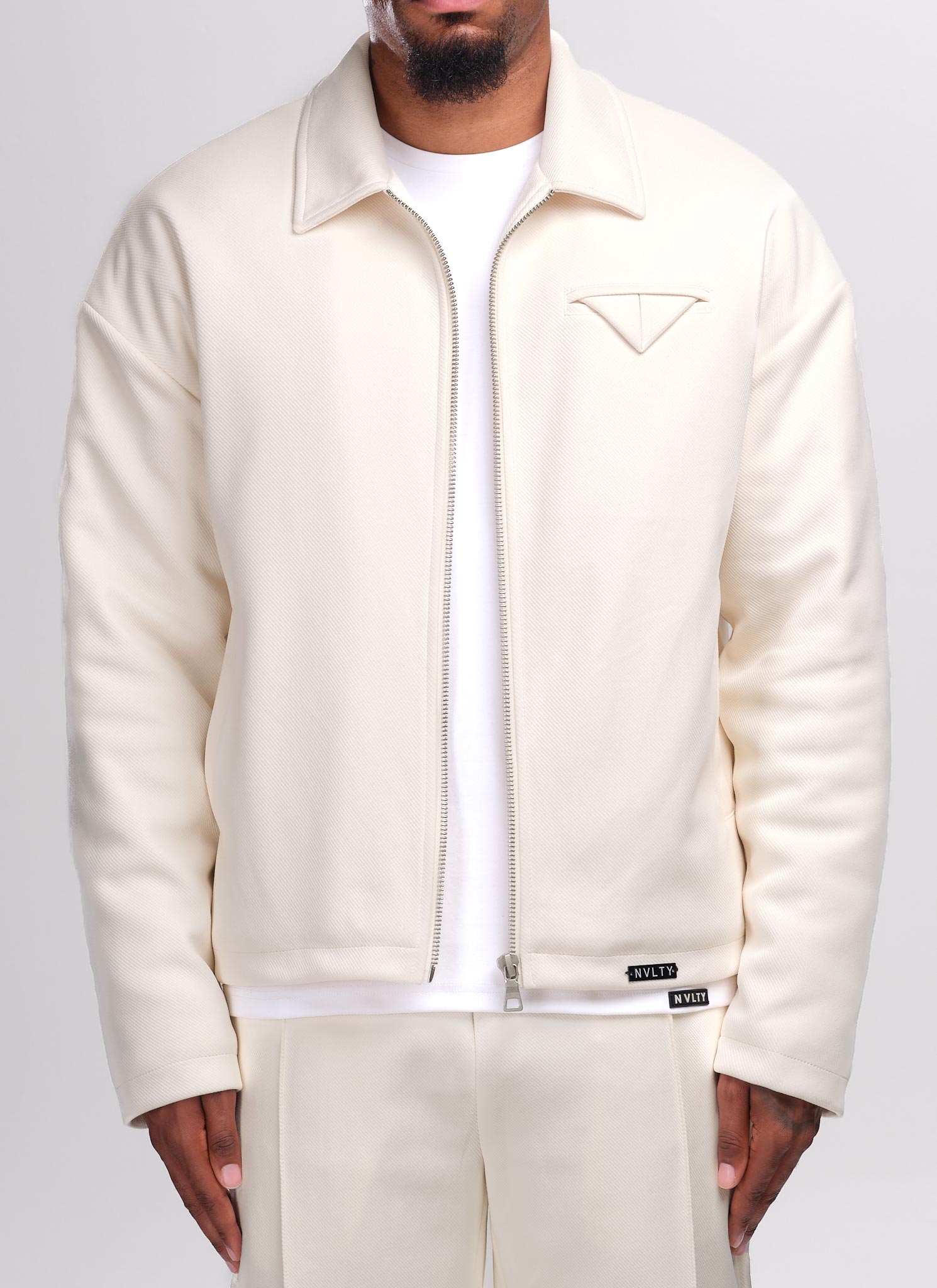 Twill Pocket Square Jacket - Ivory