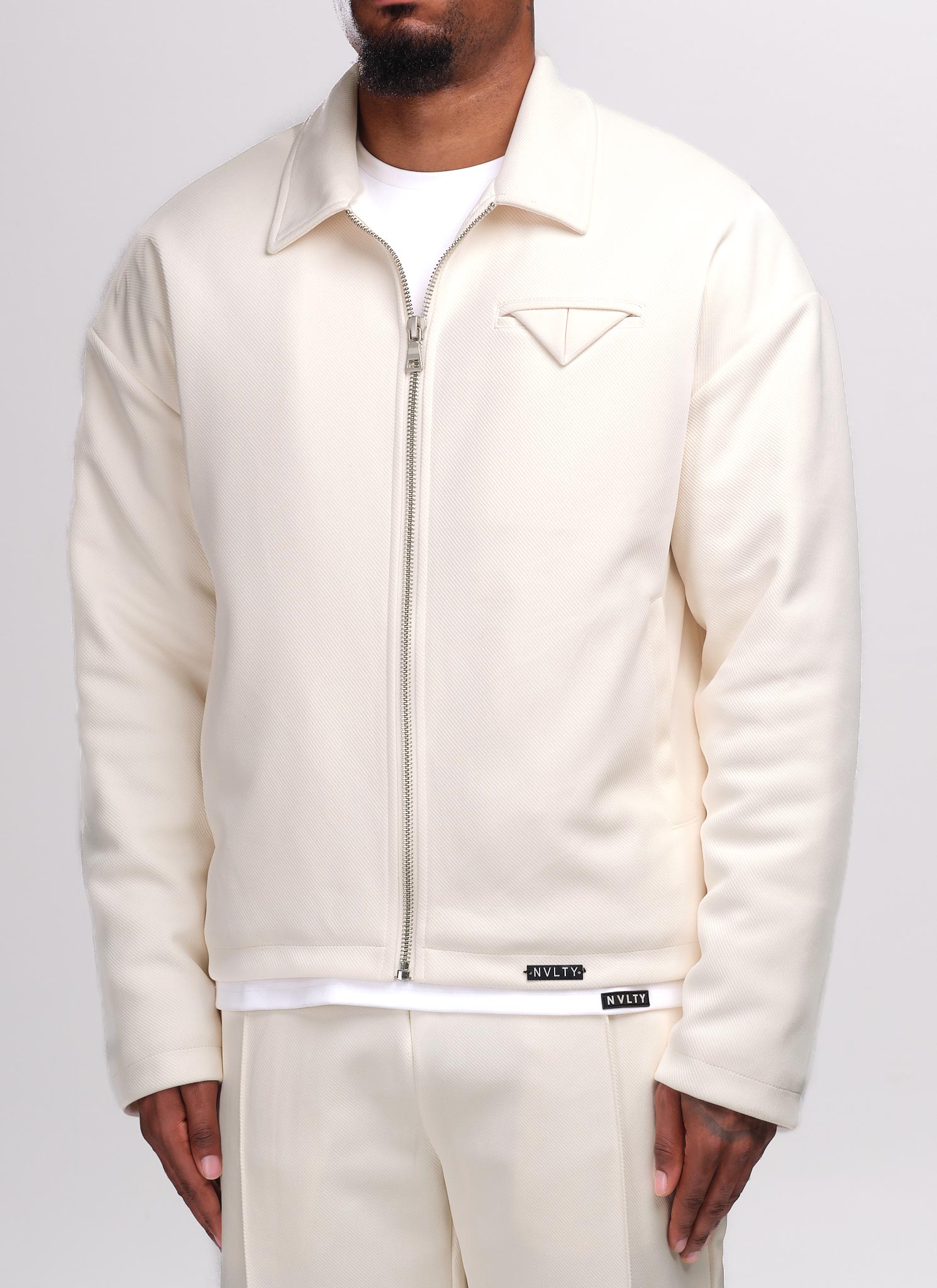 Twill Pocket Square Jacket - Ivory