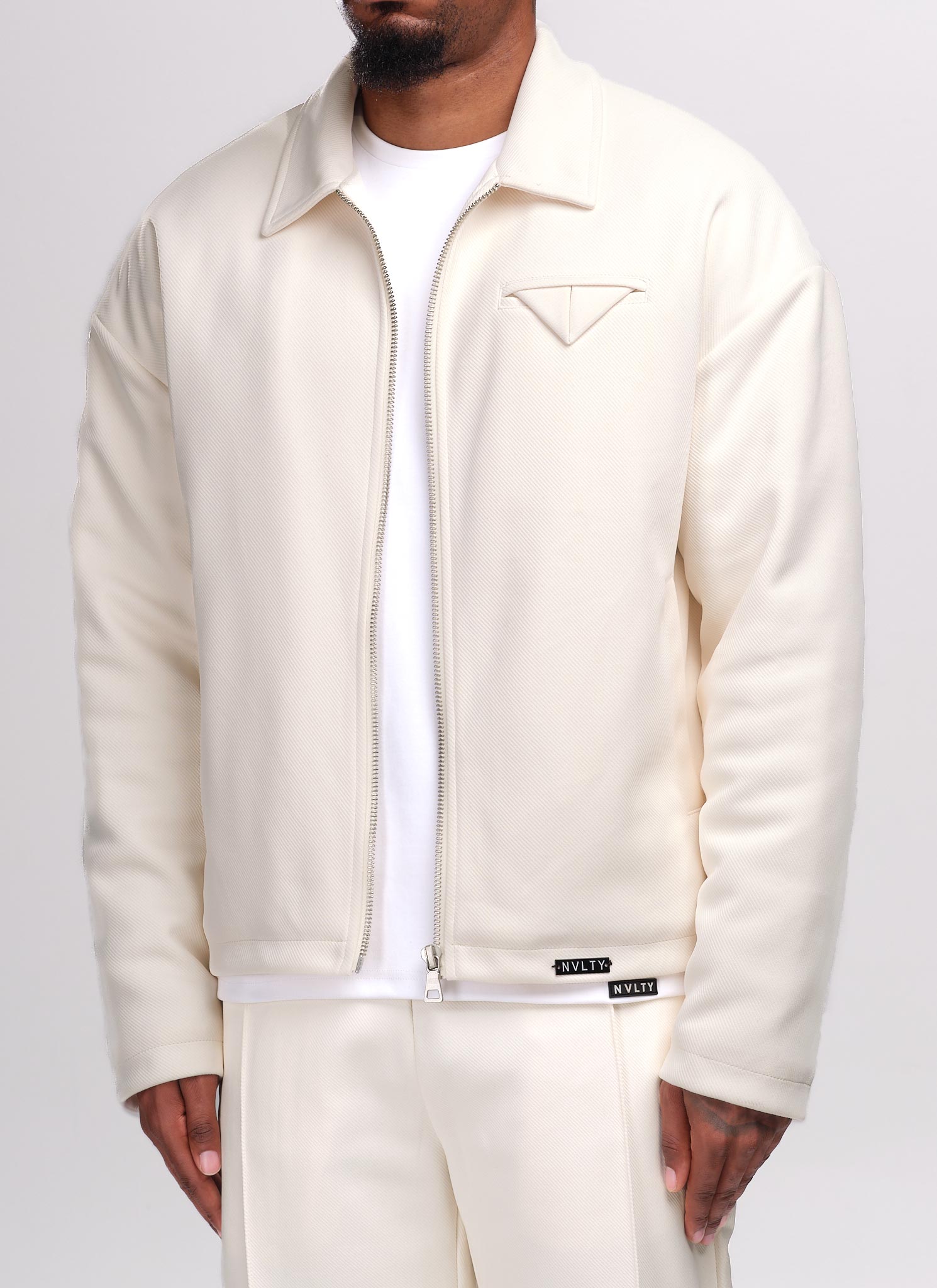 Twill Pocket Square Jacket - Ivory